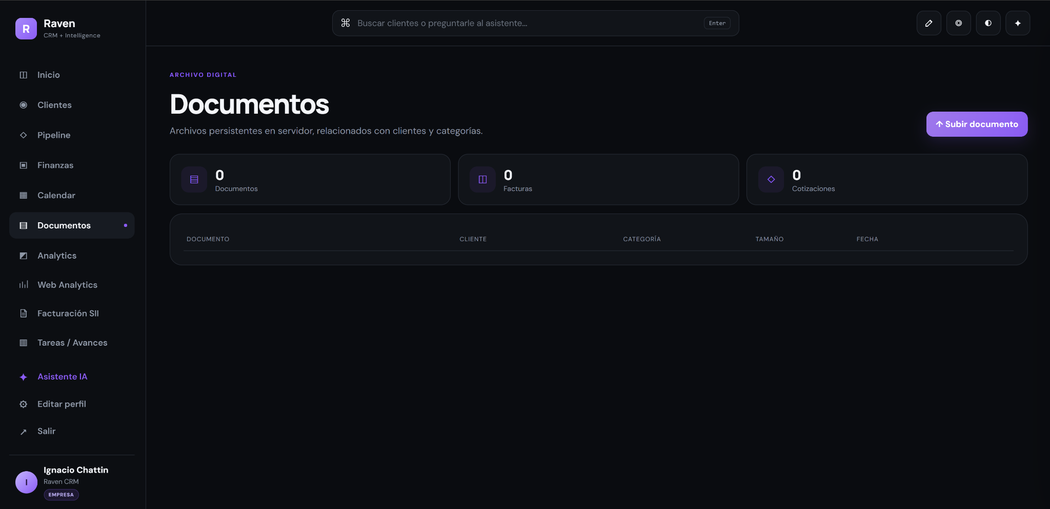 Captura real de Documentos en Raven CRM